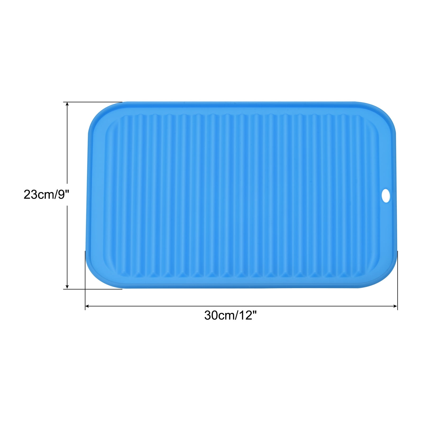 Unique Bargains Silicone Dish Drying Mat Set Reusable Sink Drain Pad Heat Resistant Blue,Gray