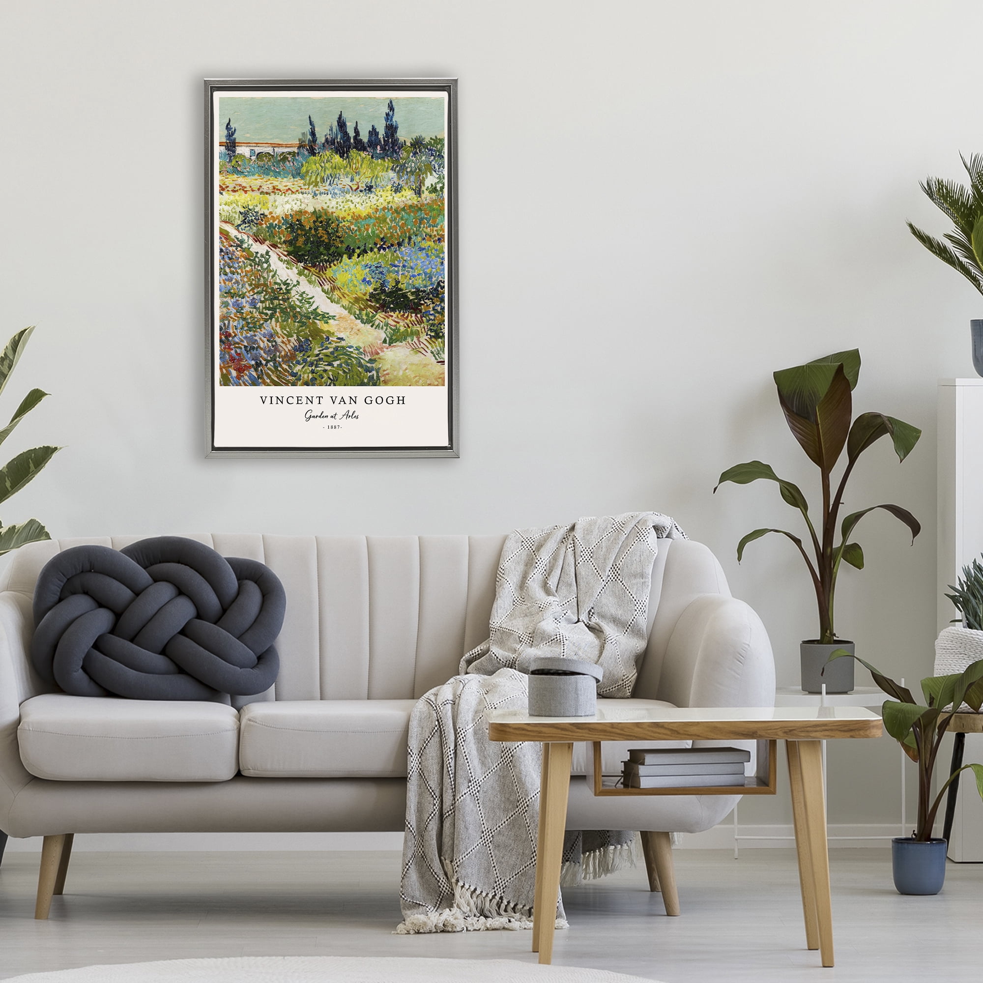 Stupell Industries Classic Garden At Arles Gray Framed Floater Canvas Wall Art, design by Vintage Hustle