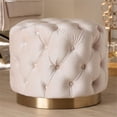 thumbnail image 3 of Ottoman Baxton Studio Valeria Glam, tela de terciopelo beige claro, 3 of 7