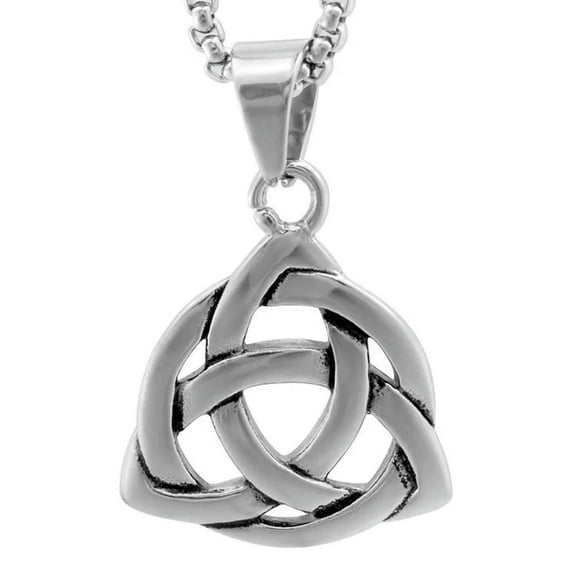 GKNET Irish Celtic Triquetra Trinity Knot Pendant Necklace Stainless Steel Set-default
