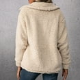 thumbnail image 5 of BiZtdJrK Womens Fuzzy Fleece Jackets Lapel Button Down Long Sleeve Casual Coats Comfy Fall Winter Outerwear with Pockets Beige S, 5 of 8