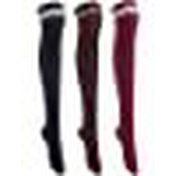 Lian LifeStyle Women's 3 Pairs Adorable Comfortable Soft Thigh High Over Knee High Cotton Socks Size 6-9 L1023(Black,Coffee,Wine)