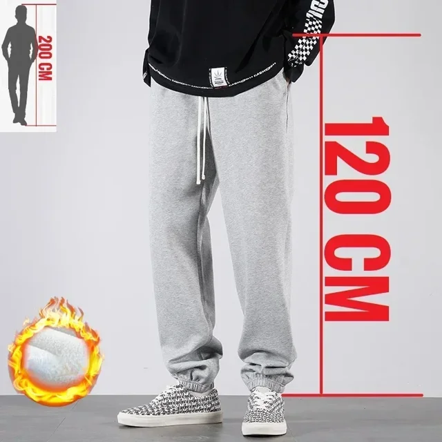 Pantalones de chándal grandes y altos para hombre, pantalones deportivos de longitud Extra larga para correr, pantalones de chándal de lana de invierno para hombre.