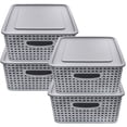 thumbnail image 1 of Set De 4 Cajas, Canastas Organizadoras Tipo Rattan Gris, 1 of 6