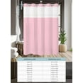 thumbnail image 6 of No Hook Cloth Fabric Shower Curtain with Snap in Liner, Solid Pink Waterproof Shower Curtains Set with See Through Top Window, Romantic Minimalism Abstract Denim Texture Bath Curtains Shower 72"x96", 6 of 6