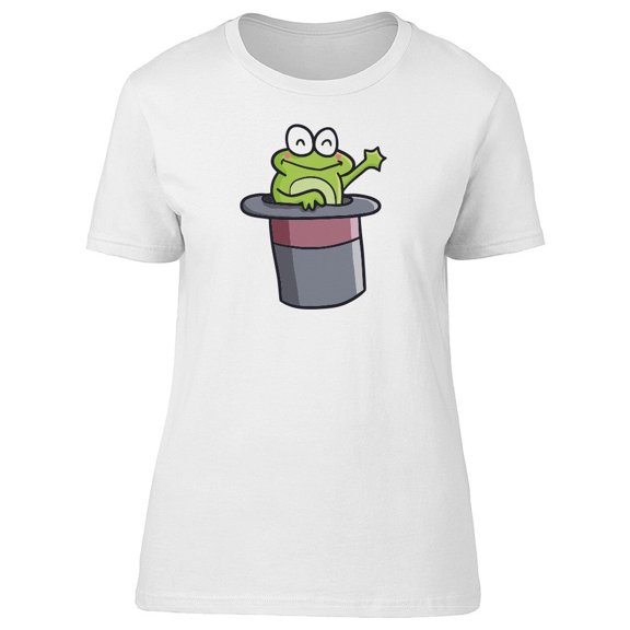 Cute Green Frog Inside A Hat Tee Women's -Image by Shutterstock