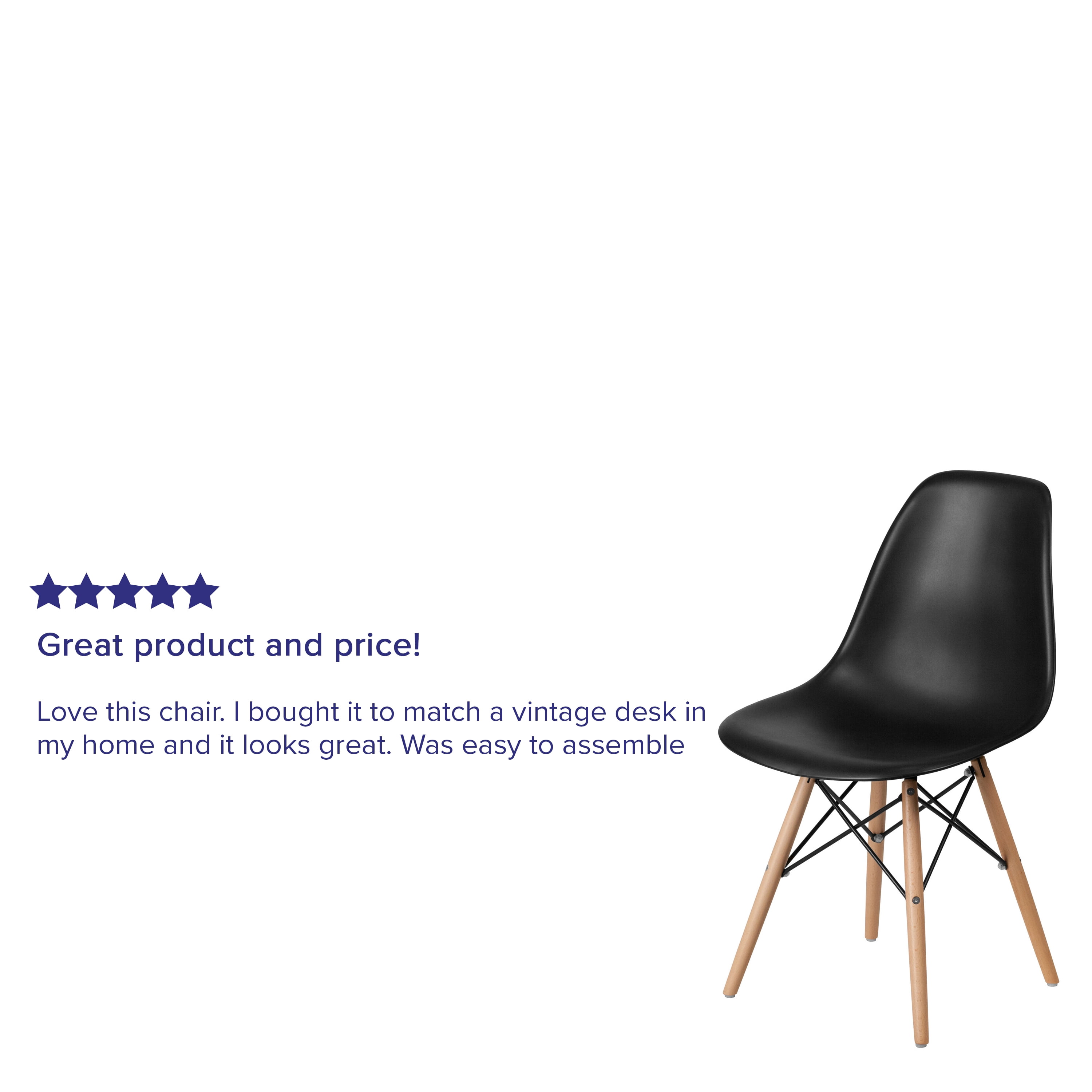 Flash Furniture Elon Series Black Plastic Chair with Wooden Legs