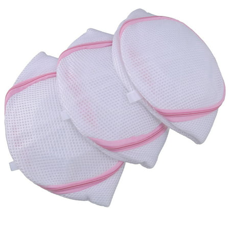 

Laundry Nets Washing Bag Set of 3 Proteger Bra Delicate Clothing or Fragile to wash Comfortably size --- 15cm H x 17cm Dia (White + pink)