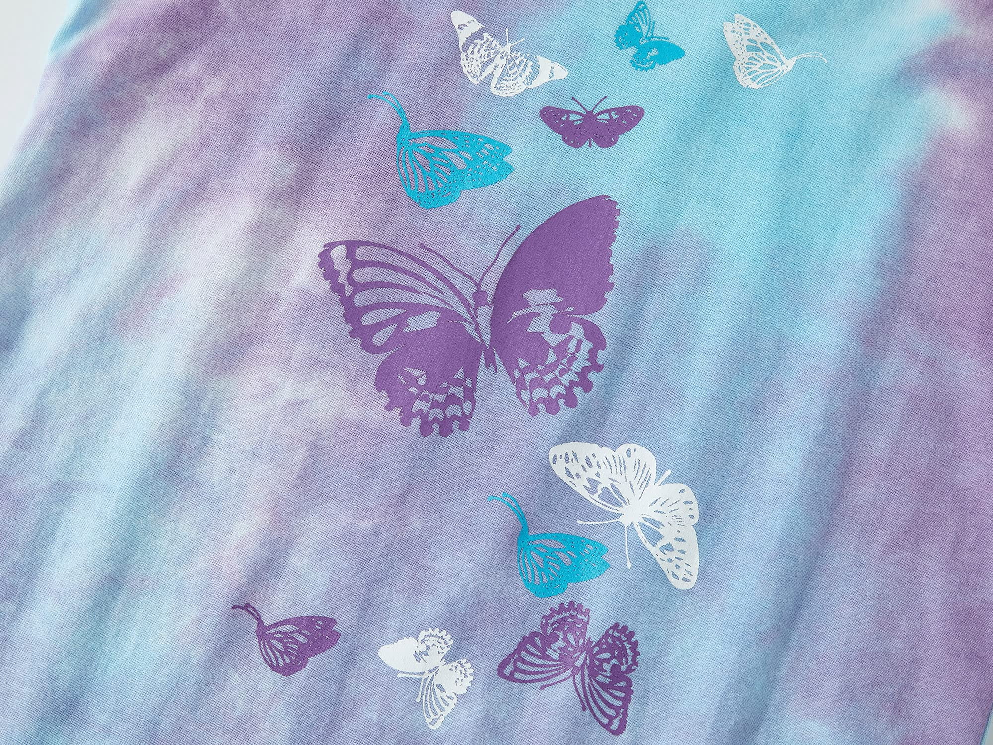Beezizac Girls Pajama Set 2-PC Tank Top & Shorts Cotton Summer Tie Dye Butterfly Pjs Size 10