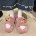 thumbnail image 6 of Zunfee Cozy Pink Faux Faux Fur Slide Sandals for Women - Open-Toe Plush Slides with Metallic Buckle, Comfortable Indoor Outdoor Casual Footwear,Size 42, 6 of 6