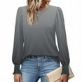 thumbnail image 4 of Lmnyox Ruffle Long Sleeve Shirt for Women Trendy Crew Neck Print Tunic Tops Fashion Casual Blouses Outfits, 4 of 6