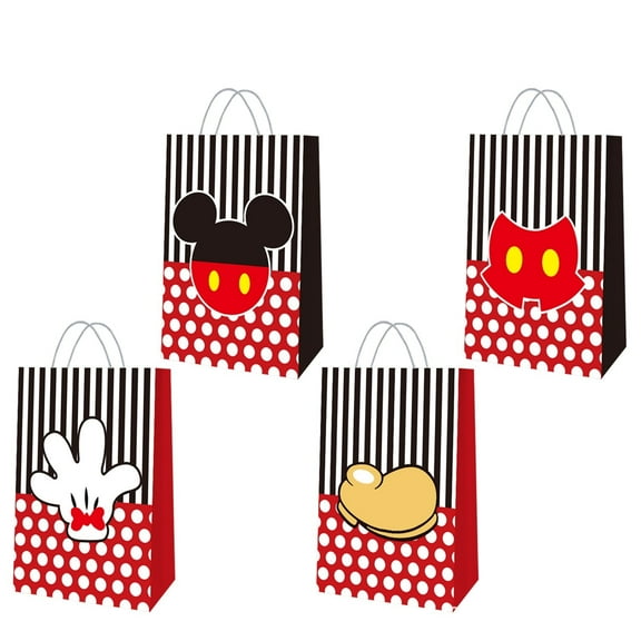 24 Pcs Mickey Cartoon Party Gift Bags, Birthday party bags, Cartoon candy bags, Party Supplies（8.26"×5.9"×3.15"）