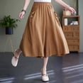 thumbnail image 4 of Glisme Casual Pants For Women Plus Size Knee Length Cotton Linen Shorts Summer Baggy Dressy Long Shorts With Pockets Khaki Trousers Athletic Fit, 4 of 7
