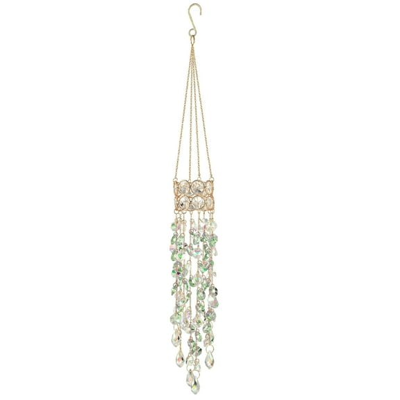 Green Crystal Suncatcher, 19.68 in Light Catcher with Chain & Hook, Hanging Window Crystal Sun Catcher for Home Decor, Garden, Parties, 0.4 lb