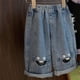 thumbnail image 2 of Odeerbi 1-10 Años Niñas Jeans de Piernas Anchas Pantalones de Vaquero Lindos Pantalones de Vaquero Cómodos Pantalones Largos Con Cintura Elástica, 2 of 5