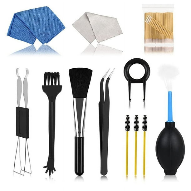 Kit de Limpieza de Teclado 12 en 1 Kit de Limpieza de TeléFono para PC Limpiador de Teclado Extractor de Teclas Juego de Cepillos de Limpieza para Auriculares