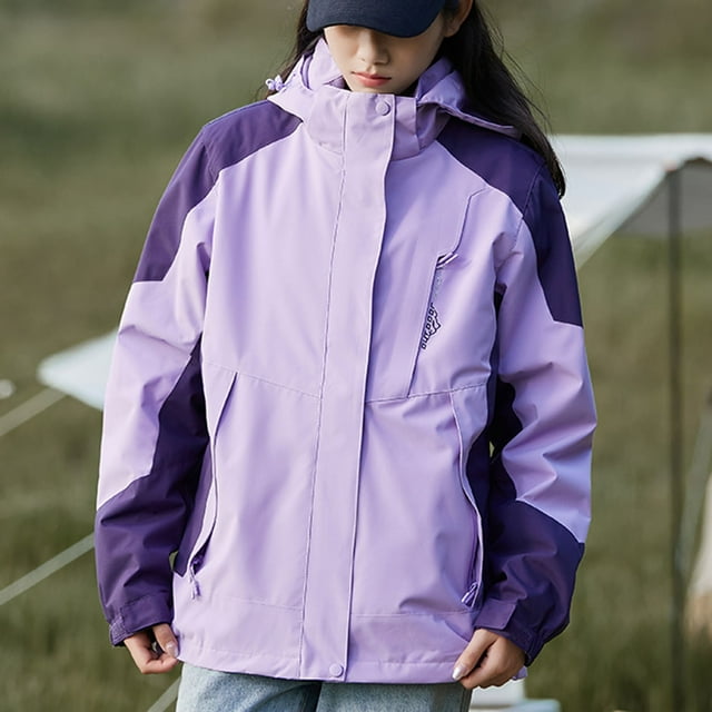 LOVZFMLL Jackets for Women Detachable Cap And Windproof Thick Three-in-one Jacket Outdoor Sports Warm Jacket