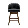 thumbnail image 5 of Swivel Counter Height Bar Stools Set of 2 with Footrest and Backrest, Retro PU Leather Upholstered Bar Chair, Comfortable Dining Chair with 250LBS Weight Capacity for Kitchen, Club, Restaurant, Black, 5 of 7