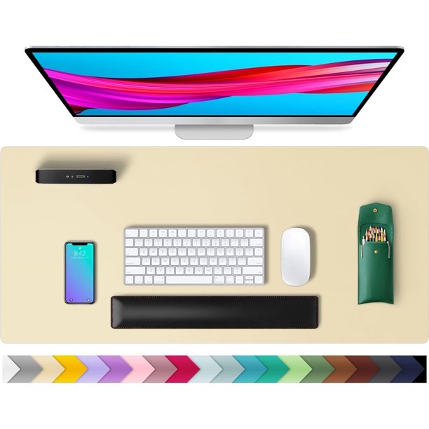 Protector de escritorio de cuero, alfombrilla para ratón, tapete de escritorio de oficina, secante de escritorio de cuero PU antideslizante, almohadilla de escritorio para computadora portátil, almoha