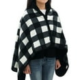 thumbnail image 4 of Gelikeya Wearable Blankets for Women Shawl Wrap Soft Comfy Poncho Throw with Button Business Travel Cape Covers, Black, Size 100*140cm, 4 of 4