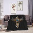 thumbnail image 6 of DouZhe Ultra-Soft Micro Fleece Lightweight Flannel Bed Blanket, Vintage Gothic Cross Ornament Print Cozy Warm Throw Blankets, 60"x50", 6 of 7