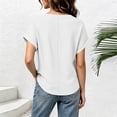 thumbnail image 3 of cocolona Summer Womens Button Down Tops V Neck Short Sleeve Loose Shirts Dressy Casual Solid Color Blouses, 3 of 7