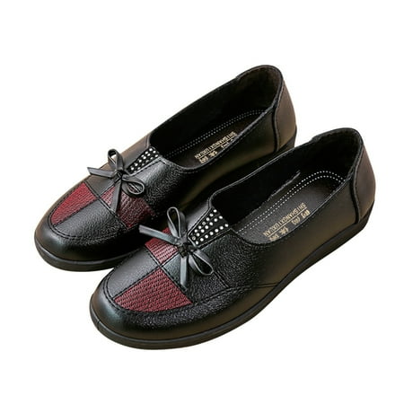 

Follure Girl women s casual shoes Fashion Women Bow Breathable Solid Color Flat Round Toe Comfortable Slip On Casual Single Shoes Black 38