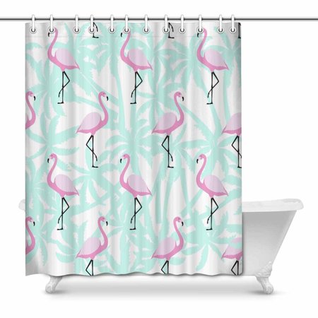 Pop Pink Flamingo Blue Modern Art Shower Curtain 66x72 Inch