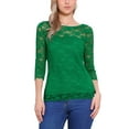 thumbnail image 1 of INSPIRAR CHIC Blusa de Encaje Floral de Manga 3/4 con Cuello Redondo S Verde, 1 of 6