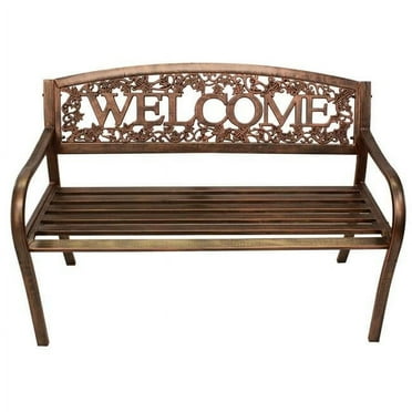 Welcome Metal Bench, Bronze