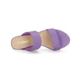 thumbnail image 4 of BLISSFUL STEP Women's Shoes Dual Straps Mid Chunky Heel Slide Sandals Purple 6, 4 of 7