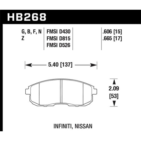 - Hawk 03-04 G35/03-05 G35X/ 02-05 350z w/o Brembo Performance Ceramic Street Front Brake Pads