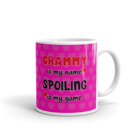 

Grammy is my name Spoiling is my game for Grandma Coffee Tea Ceramic Mug Office Work Cup Gift 15oz