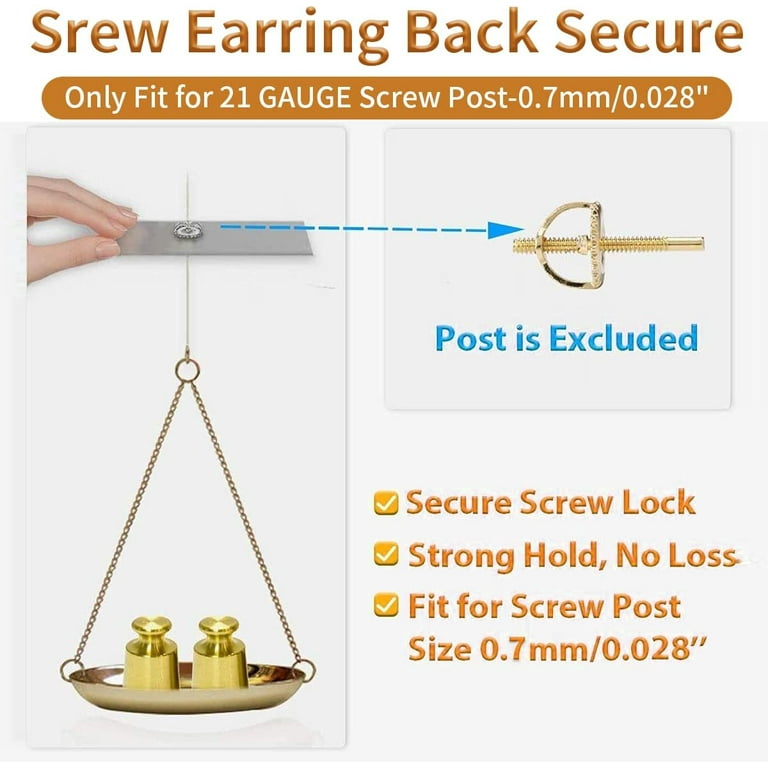 Earrings backs replacements 14K Gold Threaded Posts 0.034-Screw backs –  Glitz Design