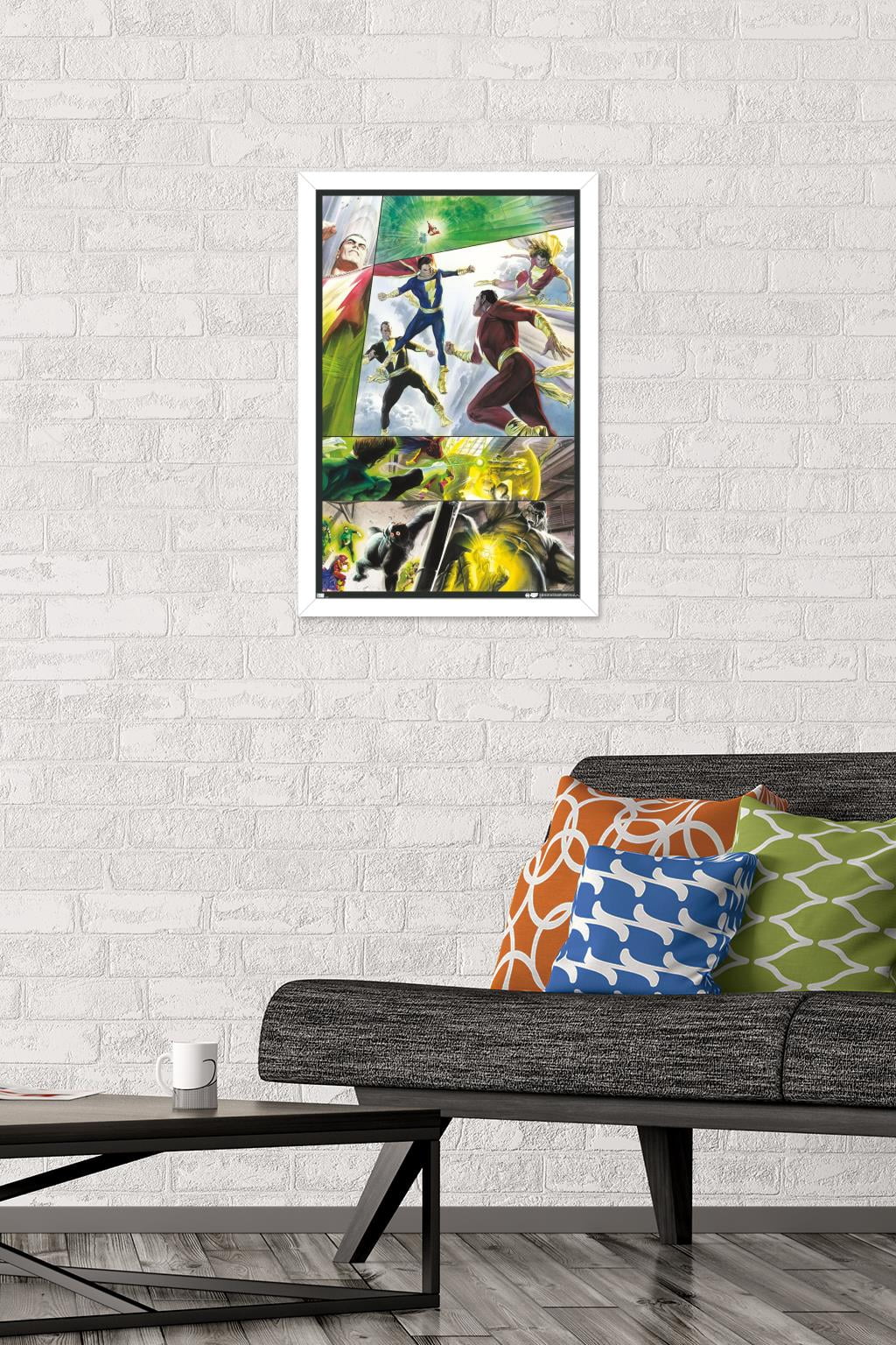 DC Comics Justice League - Shazam Family and Black Adam Wall Poster, 14.725" x 22.375" Framed