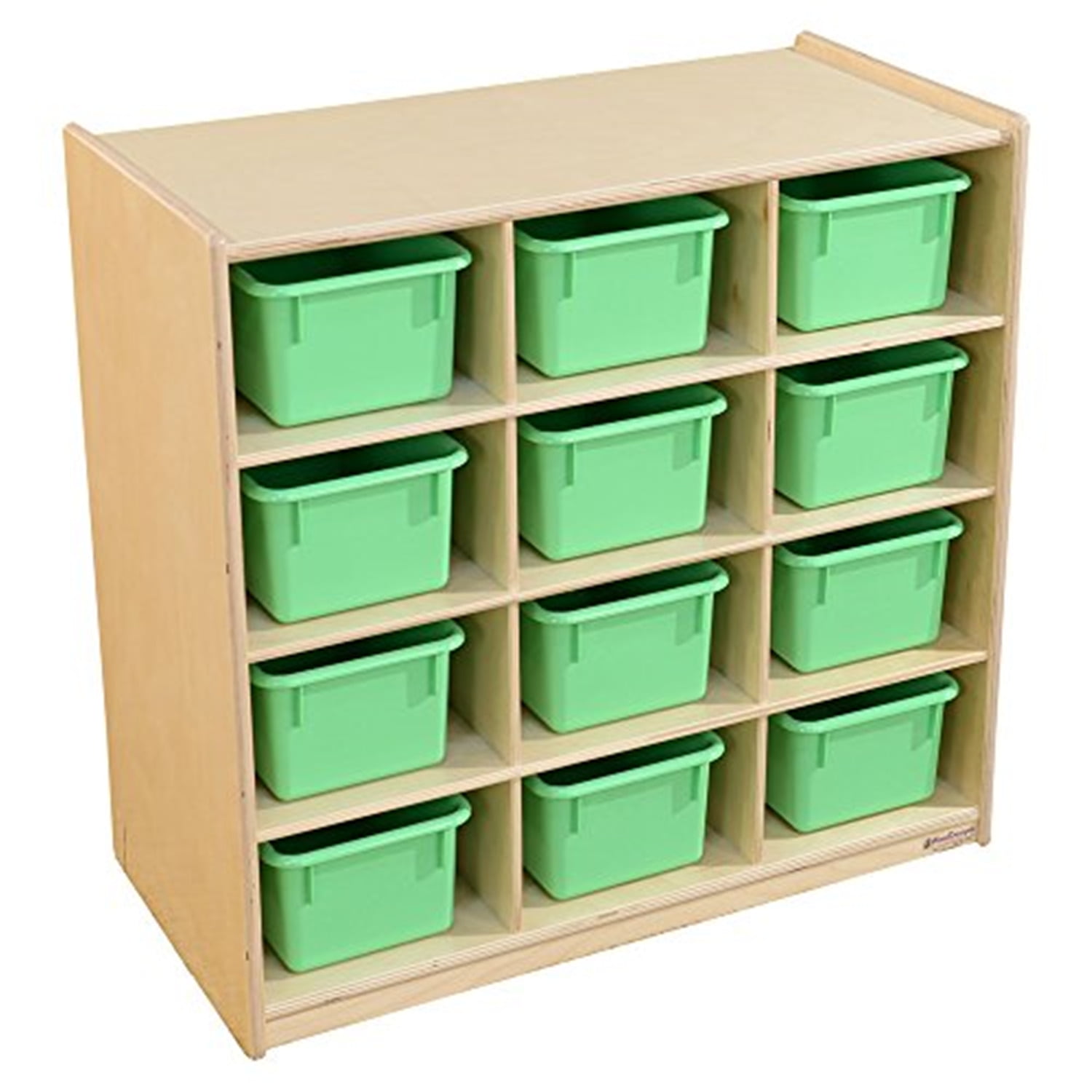(12) Cubby Storage with Lime Green Trays