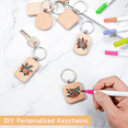 thumbnail image 5 of Wooden Keychain Blanks, 64Pcs Wood Engraving Blanks Key Chain Bulk Unfinished Wooden Keychain Key Ring Key Tag DIY Craft, 5 of 6