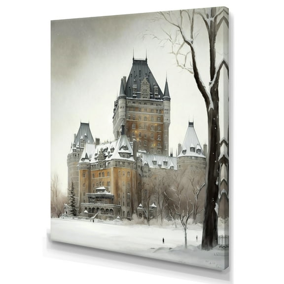 Designart Winter Season Chateau Frontenac I Canvas Wall Art
