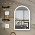 thumbnail image 2 of ANGELES HOME 24" x 36" Arched Lighted Bathroom Mirror, Framed Bathroom Vanity Mirror with Lights, Wall Mounted LED Mirror with Defogger, Dimmer, Memory Function, Matte Black, 2 of 9