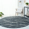 thumbnail image 3 of SAFAVIEH Venus Sophie Striped Shag Area Rug, Dark Grey/Ivory, 6'7" x 6'7" Round, 3 of 9