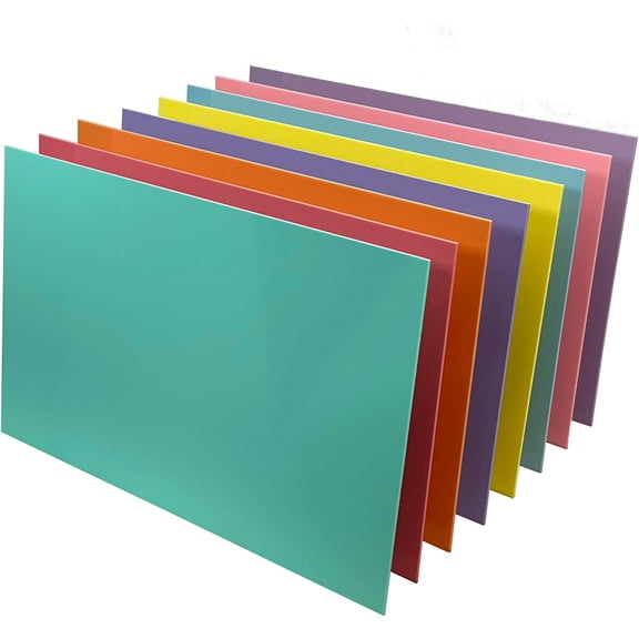 Pastel Acrylic Variety 8-Pack | 2.6mm (1/8th Inch), 12x19 inch, CO2 Laser & Glowforge Performance Series Ready, Cast Acrylic in a Variety of Solid Opaque Colors, Craft Closet Brand