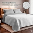 thumbnail image 2 of Colcha Ligera Pinsonic Doble Vista Dreamlab con 2 Fundas de Almohada, Edrecolcha Capitonada Reversible Ultrasuave, Edredón de verano, King Size Tape, Gris y Blanco, 2 of 8