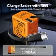 thumbnail image 4 of Genérico 120 Watt Fast Charger, 120 Watt Retractable Charger, 120w Super Fast Charger with 2-in-1 Cables, 2-in-1 Compatible with 120w FastCharger,Fast Charging Power Adapter for Smartphone (Orange), 4 of 7