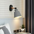 thumbnail image 4 of Giunmcul 9in Iron Wall Sconce Bedside Wall Lamp with Wooden Accent E27 Socket Modern Aisle Bedroom Lighting Fixture 1pc, 4 of 7