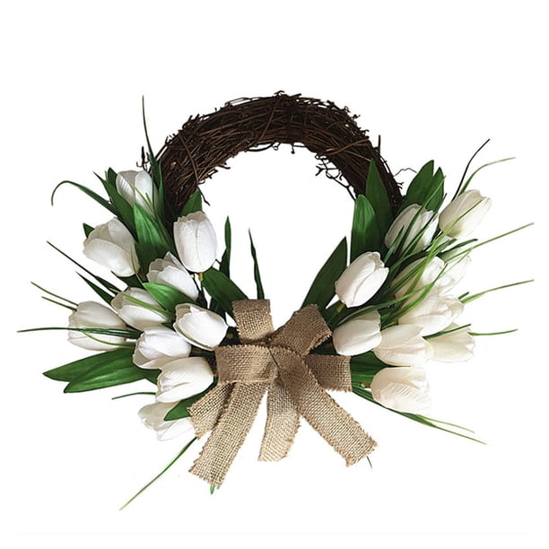 FELTECHELECTR Guirnalda de tulipanes blancos para el hogar, flores colgantes para decoración de bodas, para pared y puerta