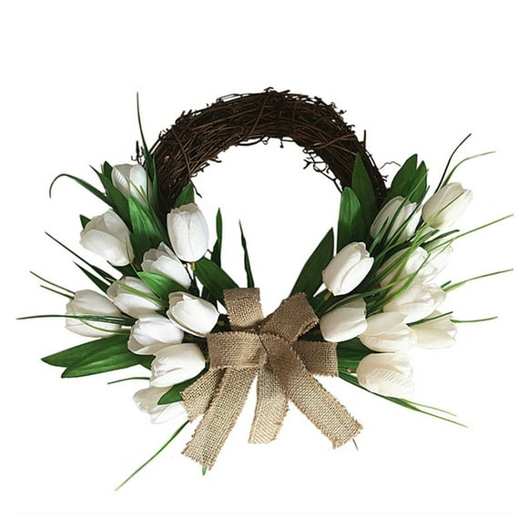 FELTECHELECTR Guirnalda de tulipanes blancos para el hogar, flores colgantes para decoración de bodas, para pared y puerta