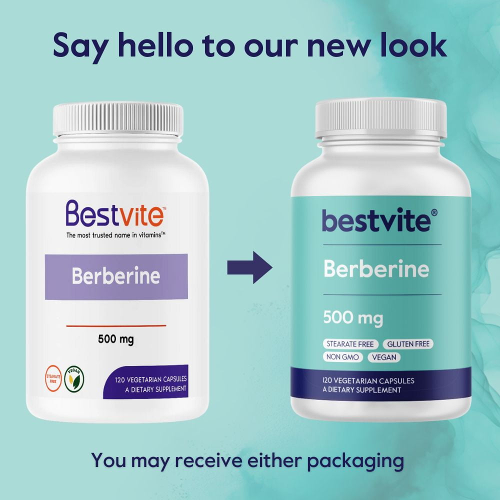BESTVITE Berberine 500mg (240 Vegetarian Capsules) (120 x 2) - No Fillers - No Stearates - Vegan - Gluten Free - Non GMO