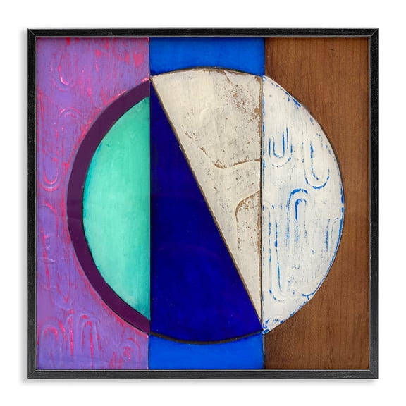 Stupell Industries Modern Structured Blue & Purple Circle Black Framed Giclee Art, 12 x 12, by Matthew Finger