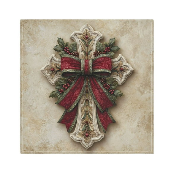 Napkin Satin Napkin 20*20 Inchx1 Kitchen Towel Dinner Plate Towel Decorative Towel Napkin Tea Towel Suitable For Kitchen Table Beautiful Christmas Cross