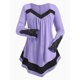 thumbnail image 1 of Camiseta de Talla Grande de Encaje de Ganchillo Irregular Rosegal  Mangas largas de talla grande, 1 of 4